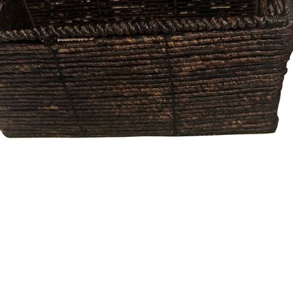 Dark Brown Rectangular Woven Wicker  Basket w/ side label space Size 14"x 7.5"x - Picture 7 of 11
